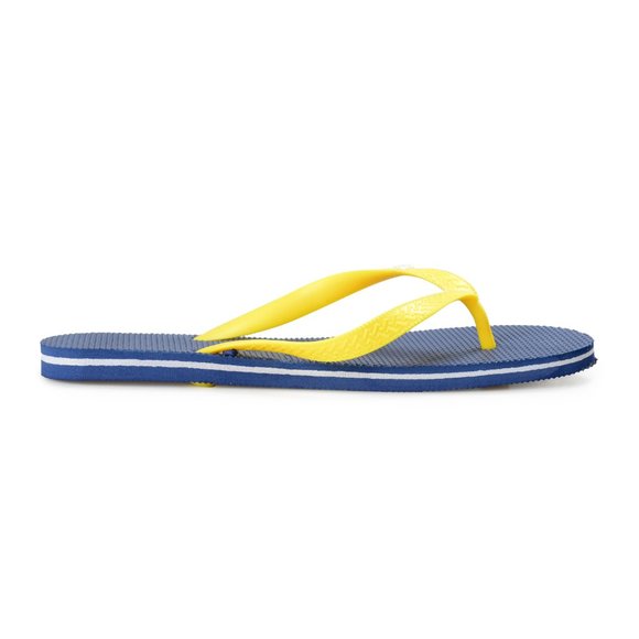 Philipp Plein Men\'s Navy Blue/Yellow Rubber Logo Print Flip Flops Shoes main image 5